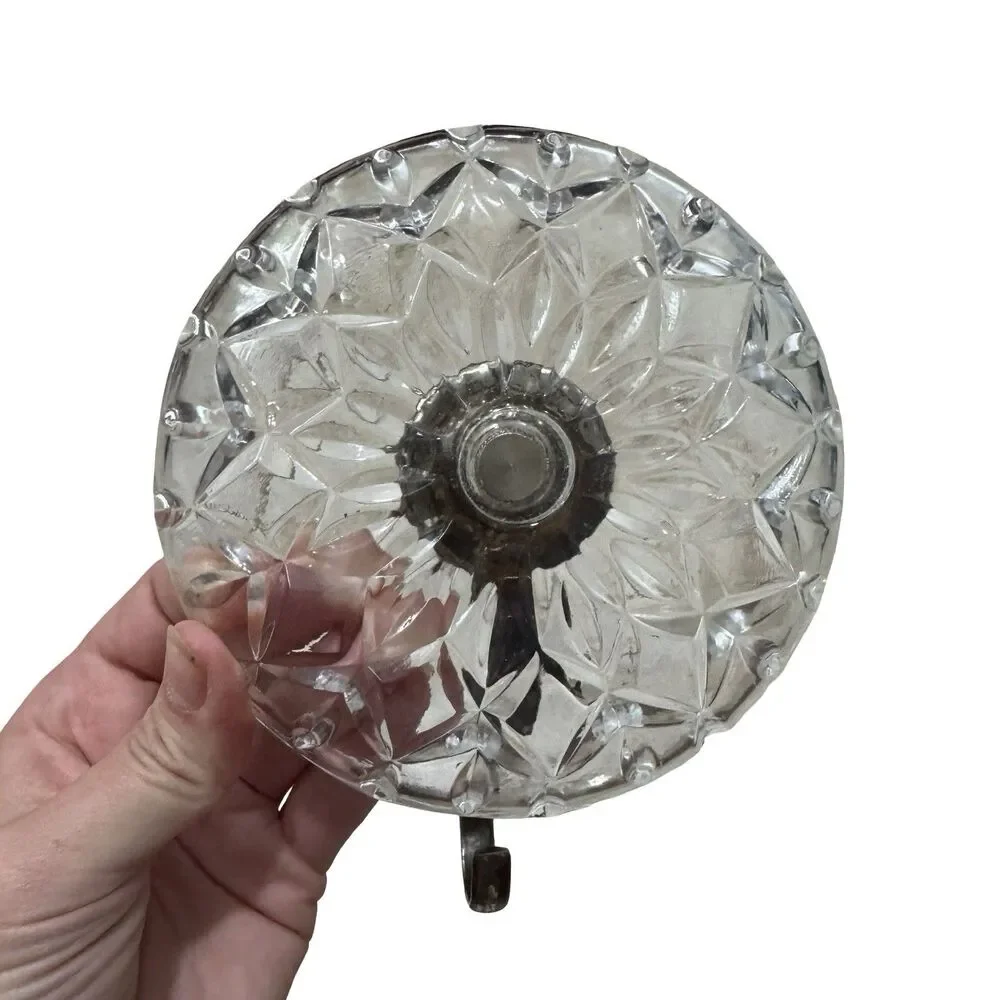 Silver plated Candle Holder 5” Cut Glass‎ Trinket Dish VTG Antique With Handle
